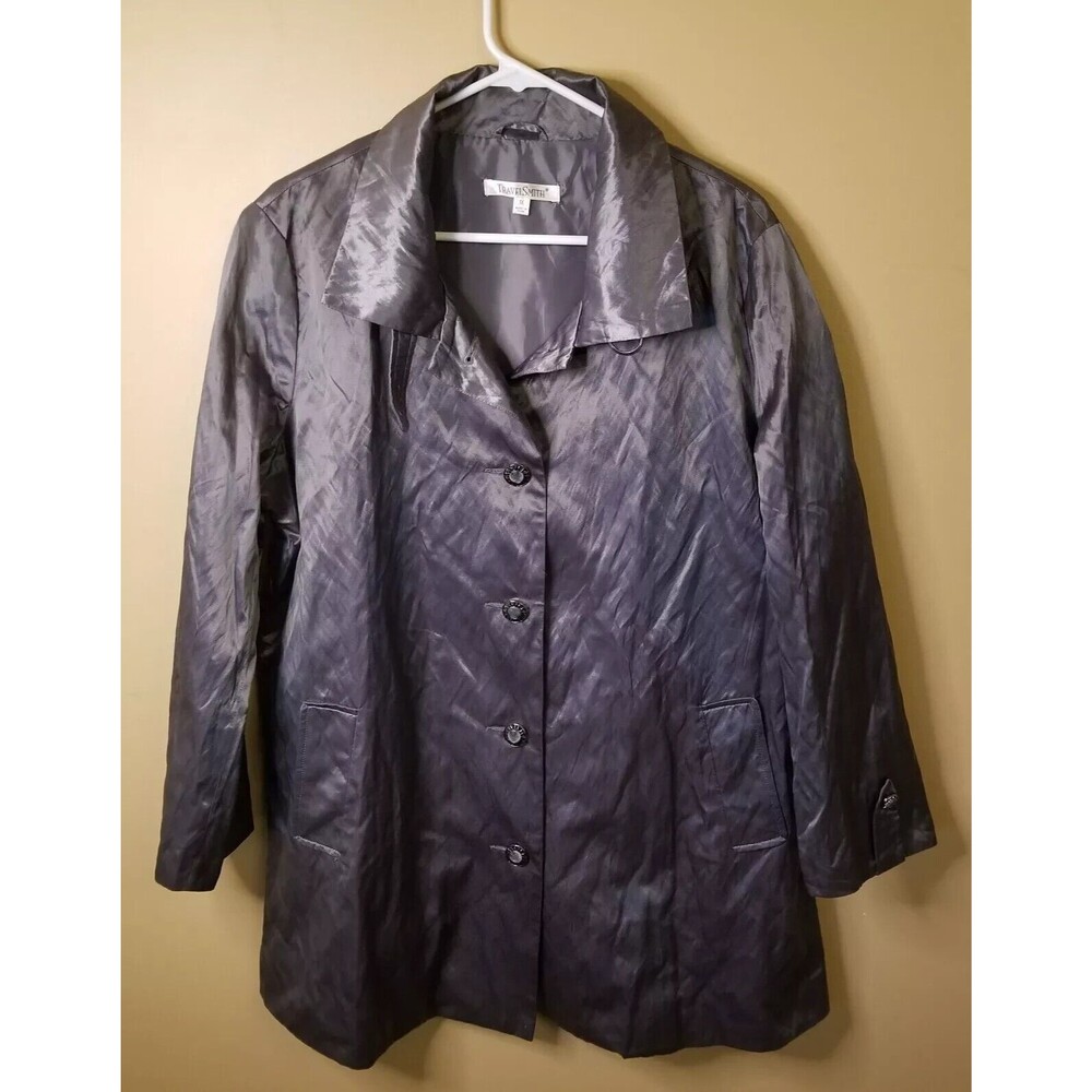Trench Jacket Crinkle Silver Gray Metallic TRAVELSMITH